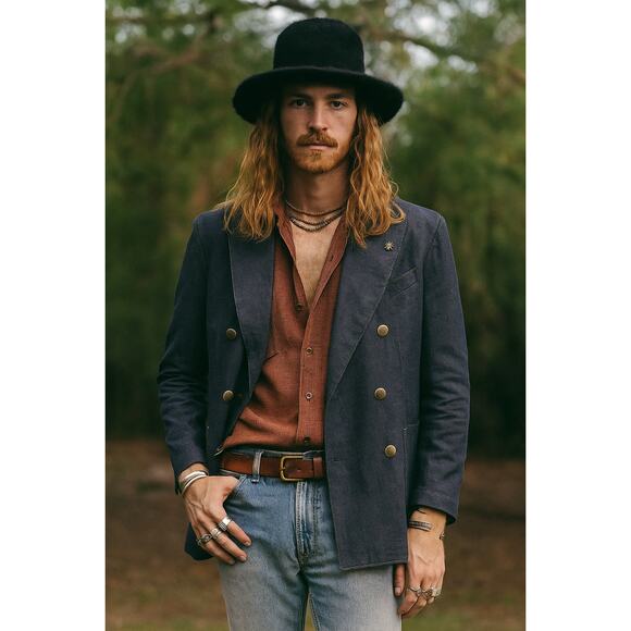 Manuel Ritz Unisex Denim-Look Sport Coat 48R EU / 38R US Blue Made in Italy NWT - Picture 2 of 7